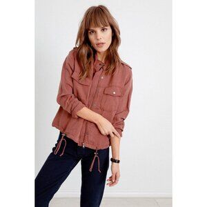 Rails Collins Jacket Size Medium Zip Snap Front Drawstring Hem Brick Red Utility